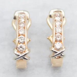 Actueel Two Tone Gold Diamond Earrings