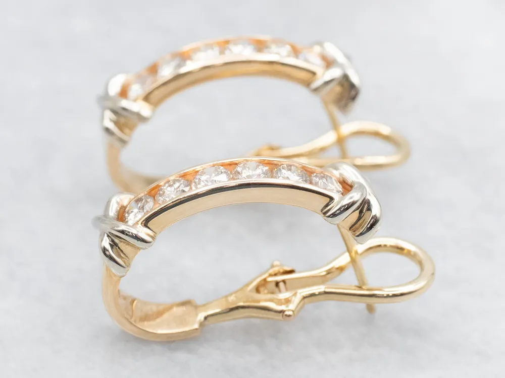 Actueel Two Tone Gold Diamond Earrings