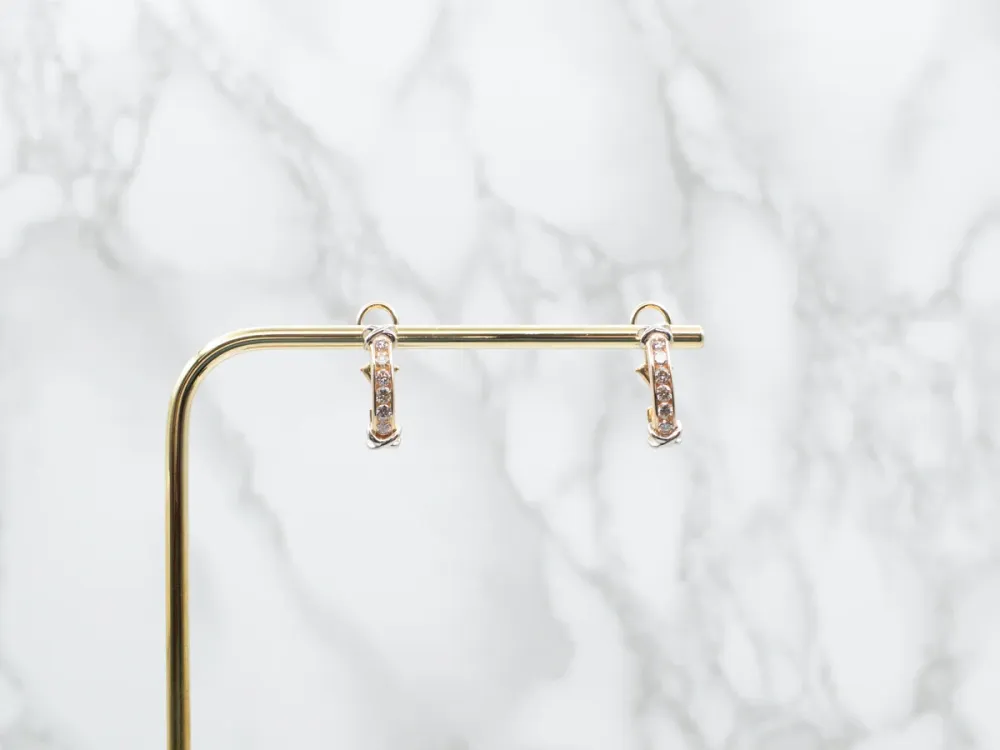 Actueel Two Tone Gold Diamond Earrings
