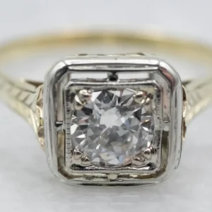 Antique Two Tone Gouden Diamond Engagement Ring