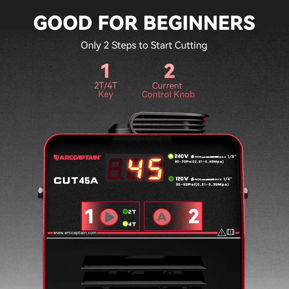 Arccaptain CUT45 Duaal Voltage 2T/4T Beginner-Friendly Plasma Cutter
