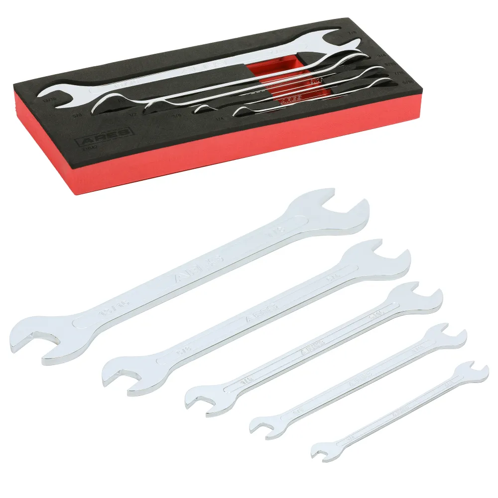 ARES 33042 - 5-Piece SAE Flinterdun Profile Double Open-End Wrench Set