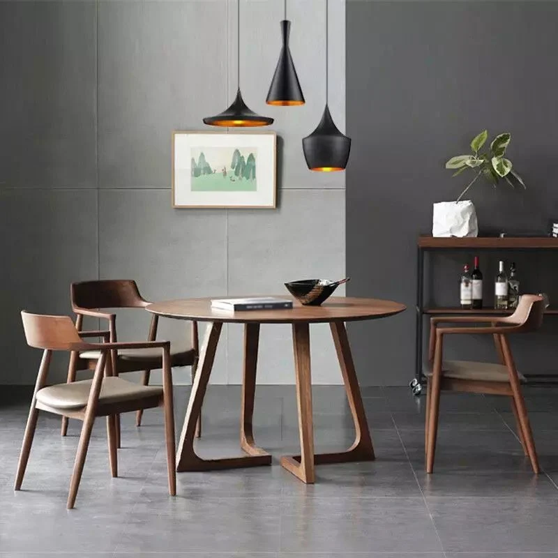 Contemporary Round Dining Table Ash Eenkleurig Wood Table Double Pedestal Dining Room compatibel met VW Golf 7 31