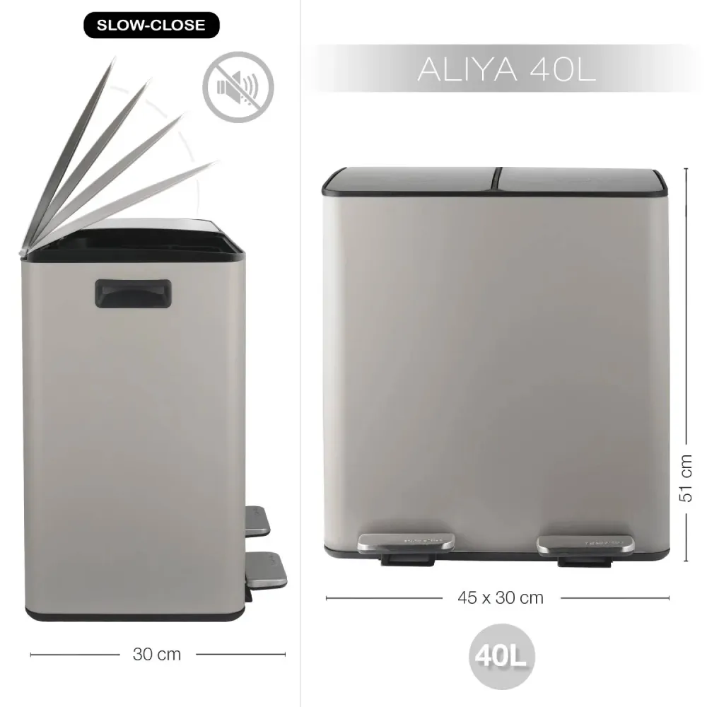 Demperbevestiging Aliya pedal bin 2 x 20Lt. doffe dove color