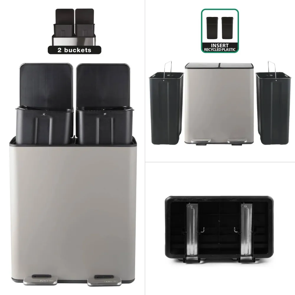 Demperbevestiging Aliya pedal bin 2 x 20Lt. doffe dove color