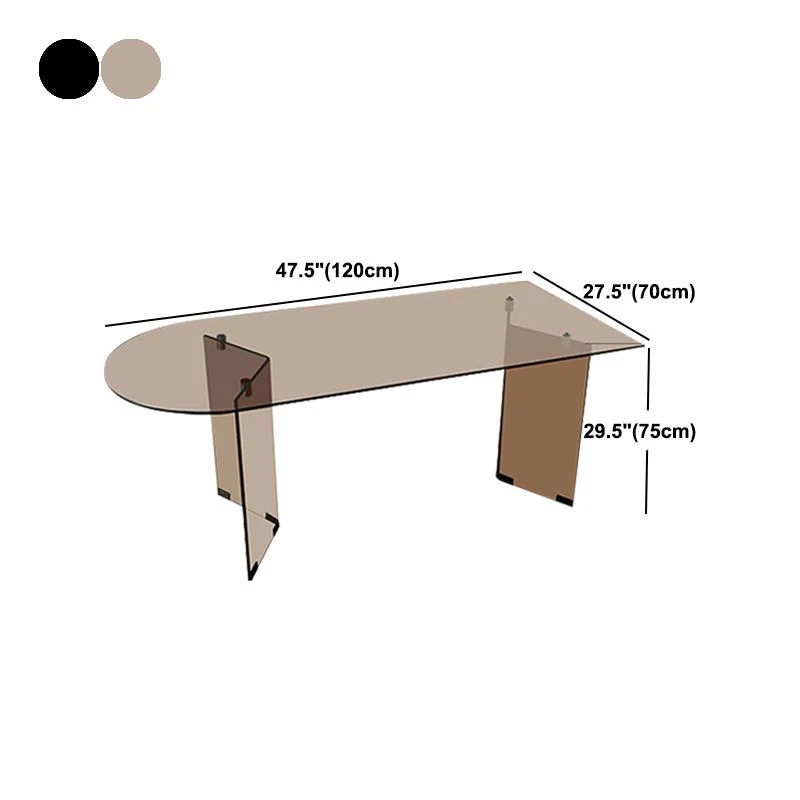 Demperbevestiging Modern Glaswerk Top Dining Table Double Pedestal Base Dining Table Black