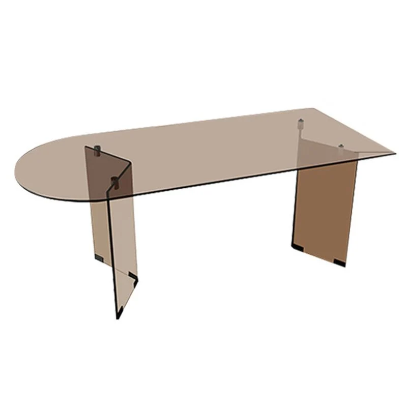 Demperbevestiging Modern Glaswerk Top Dining Table Double Pedestal Base Dining Table Black