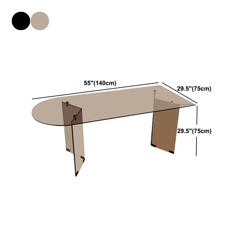 Demperbevestiging Modern Glaswerk Top Dining Table Double Pedestal Base Dining Table Black