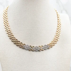 Demperbevestiging Two Tone 18-Karat Gouden Diamond Panther Link Necklace