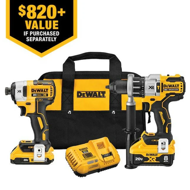 DeWalt Power Detect XR POWER DETECT 2-Tool 20-Volt Max Brushless Power Tool Combo Kit Aaibaar Case (2-Batteries and charge...
