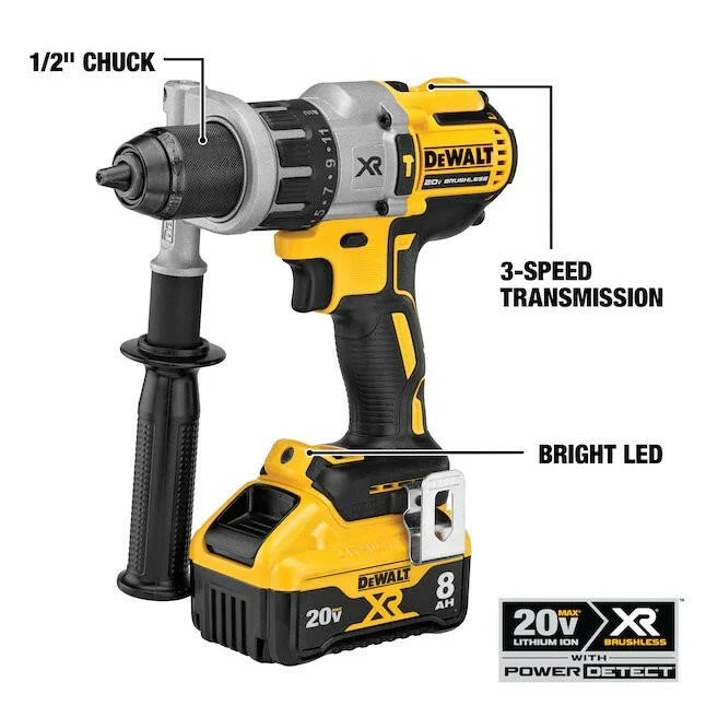 DeWalt Power Detect XR POWER DETECT 2-Tool 20-Volt Max Brushless Power Tool Combo Kit Aaibaar Case (2-Batteries and charge...