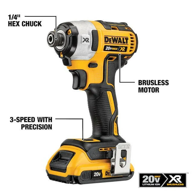 DeWalt Power Detect XR POWER DETECT 2-Tool 20-Volt Max Brushless Power Tool Combo Kit Aaibaar Case (2-Batteries and charge...