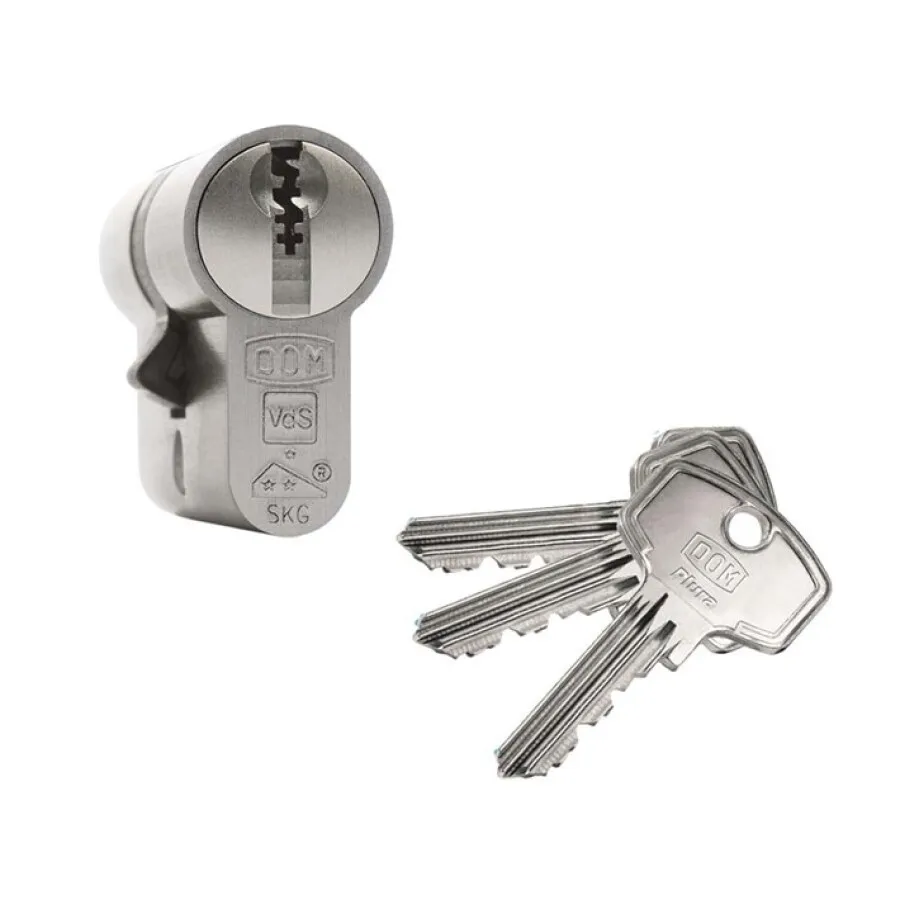 DOM dubbele cilinder - 333 Plura SKG2 - 35-45mm - set à 4 stuks gelijksluitend met bovenste bevestiging