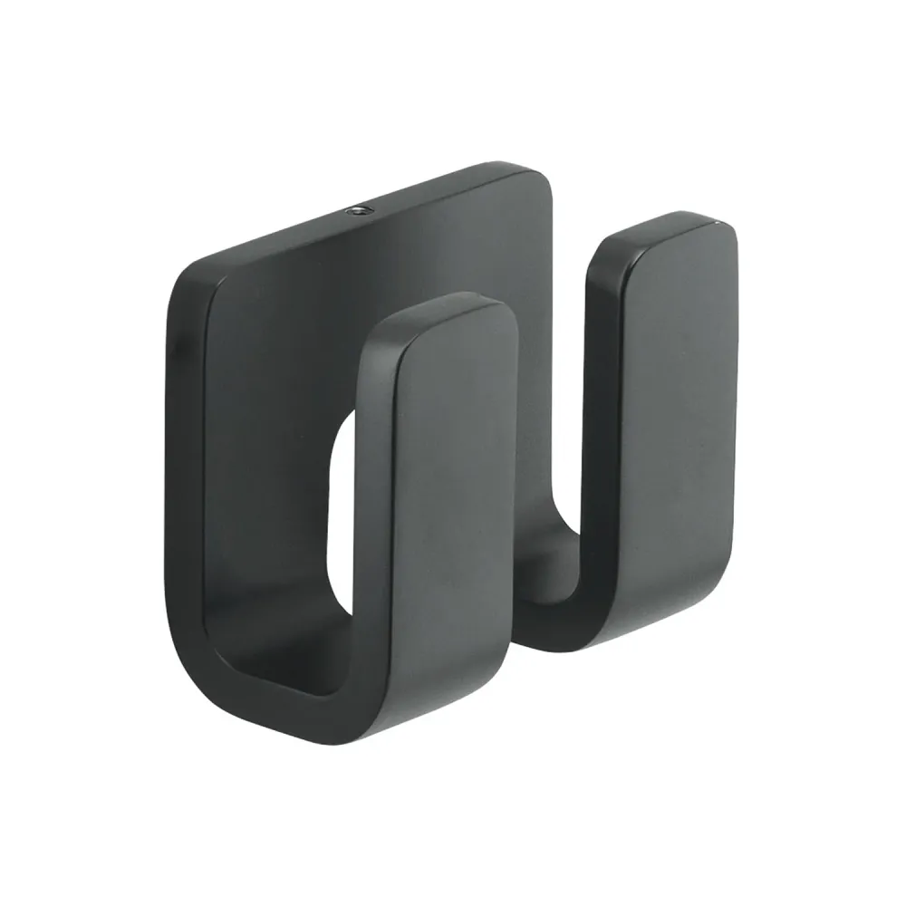 Double coat rack Brass, Roestvast Steel and Cromall Outline Gedy - Matte Black