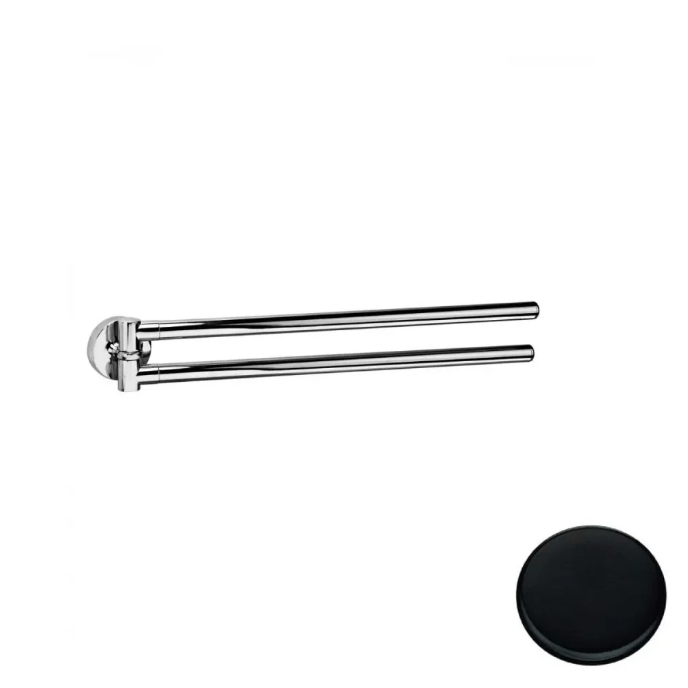 Double towel holder swivel Matte Black Colombo Design Basis collection plug fixing