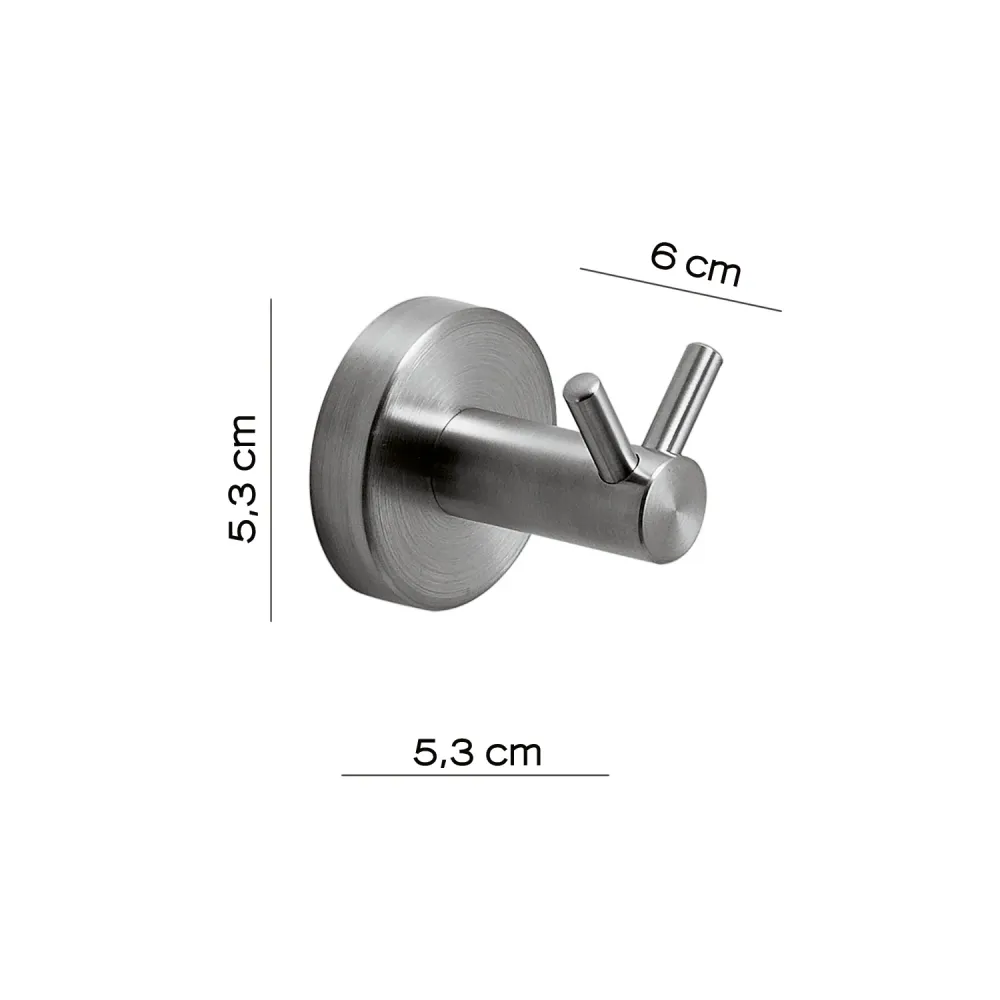 Dubbel coat rack AISI 304 Stainless Steel Gedy Project series - Brushed