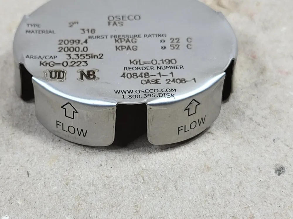 2" FAS Rupture Disc CRNOG0768.2 met stofkap