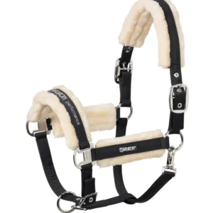 Faux Fur Halter Dubbel Pin Black P