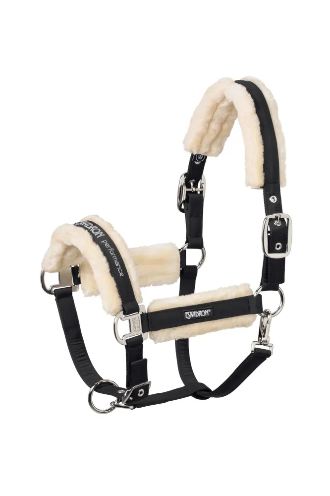 Faux Fur Halter Dubbel Pin Black P