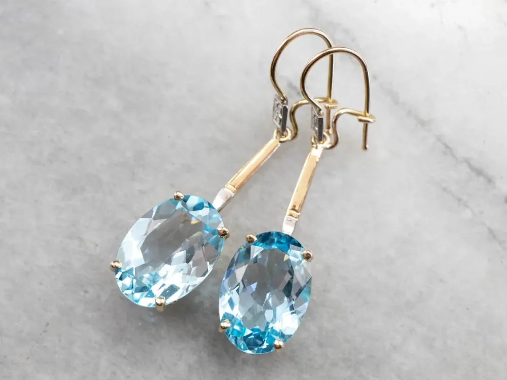 Floral Two Tone Goud Topaz Drop Earrings