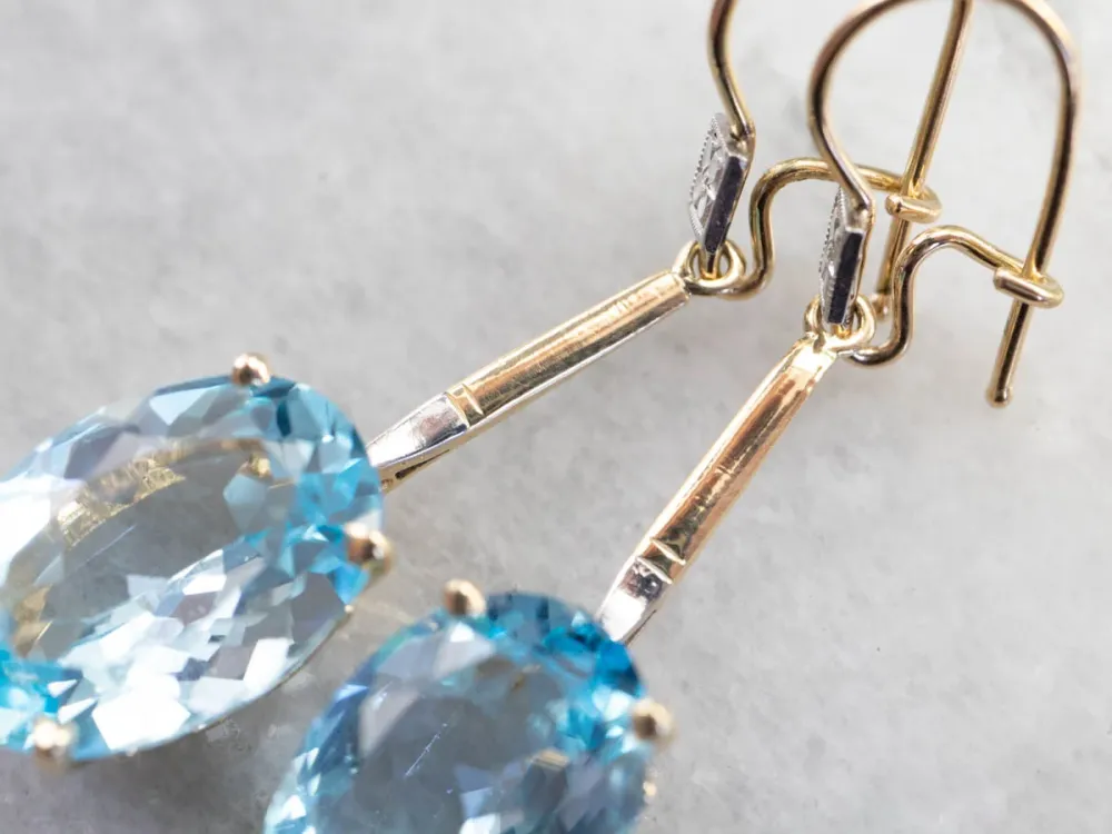 Floral Two Tone Goud Topaz Drop Earrings