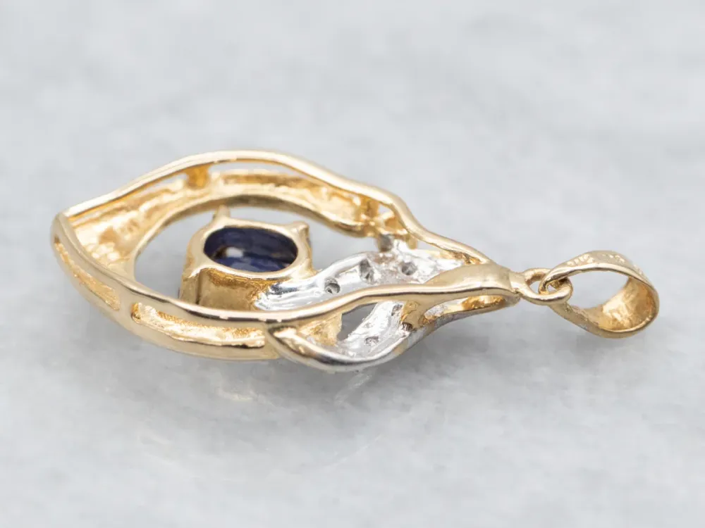 Gasdruk schokdemper Two Tone Sapphire and Diamond Pendant