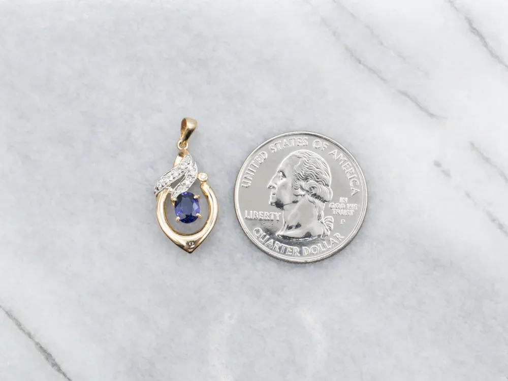 Gasdruk schokdemper Two Tone Sapphire and Diamond Pendant
