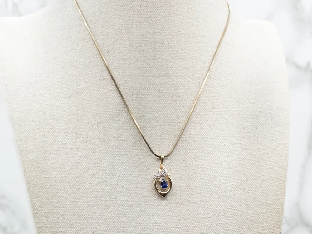 Gasdruk schokdemper Two Tone Sapphire and Diamond Pendant