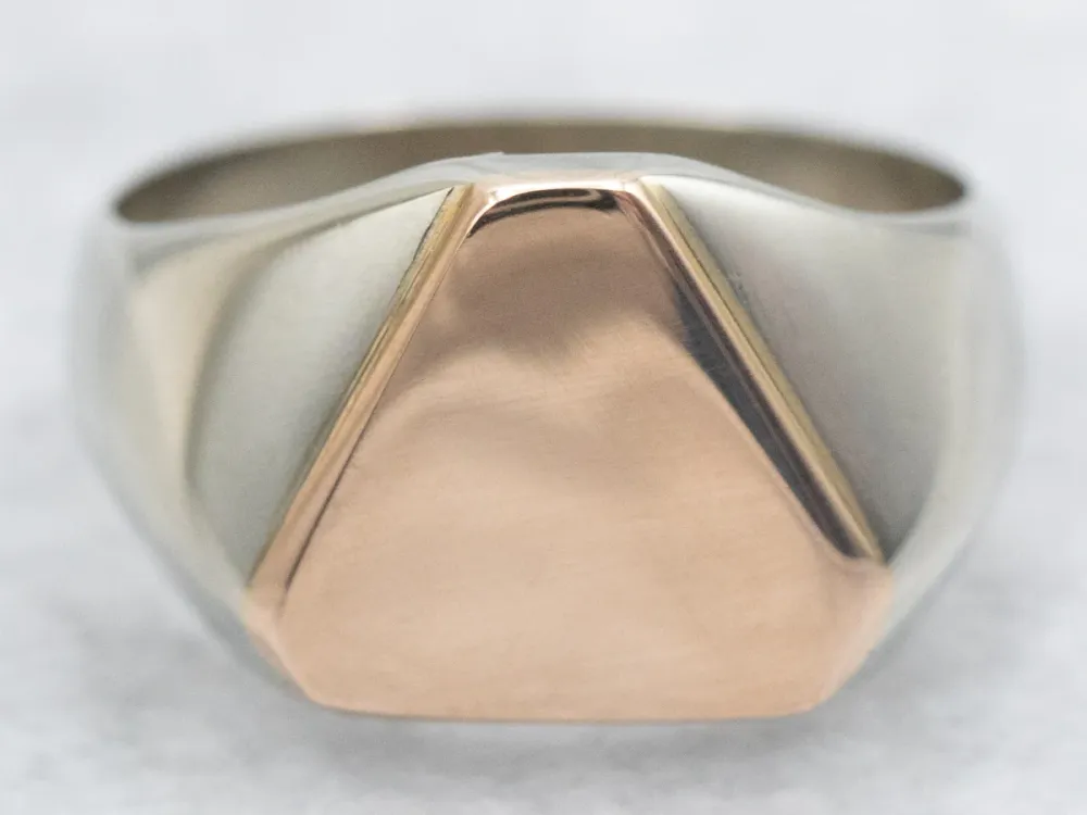 Gasdruk schokdemper Two Tone Signet Ring Triangle Top