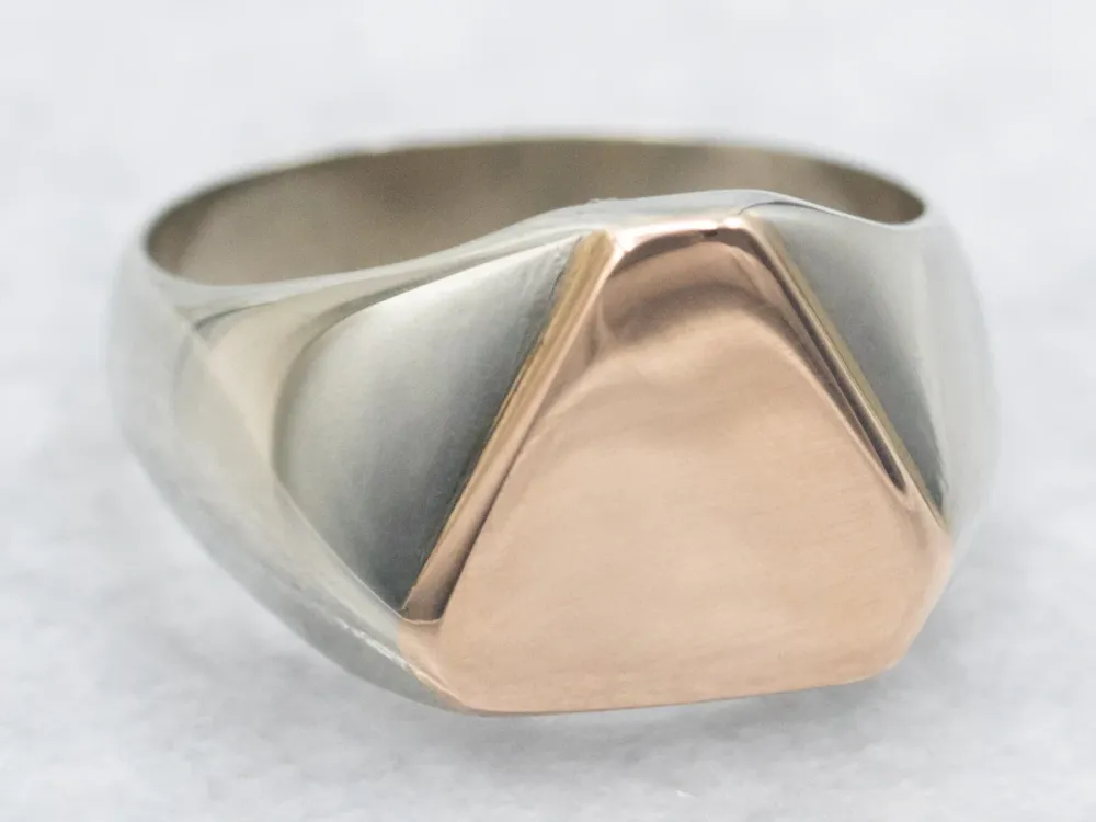 Gasdruk schokdemper Two Tone Signet Ring Triangle Top