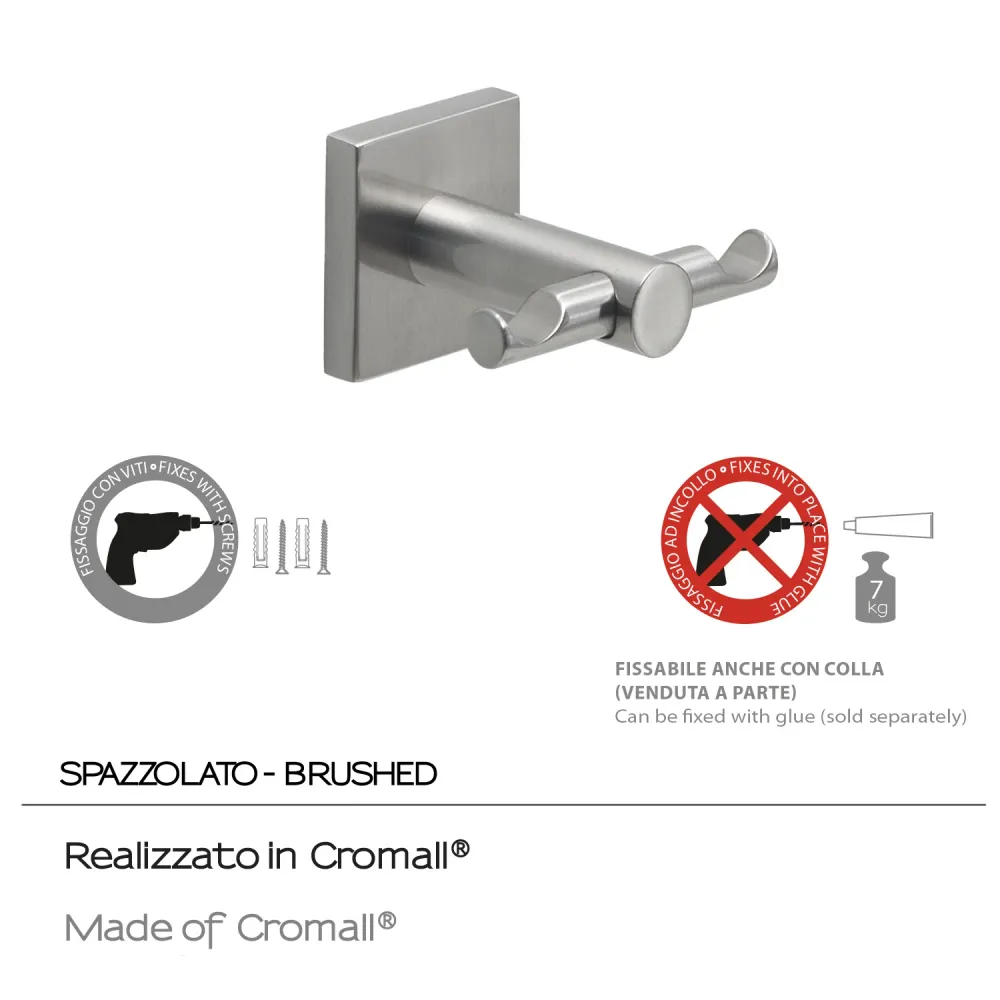 Gedy Fuji series double wall coat rack - Satijnachtig - Set voor vooras