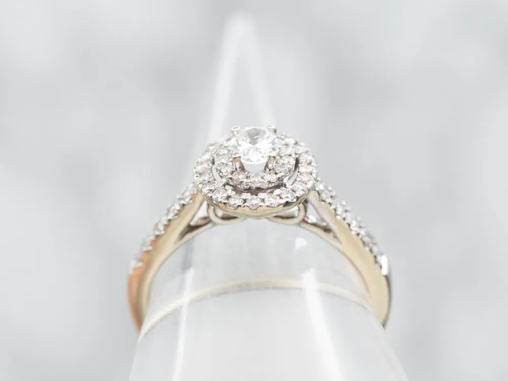 Hedendaags Oval Cut Diamond Engagement Ring Double Diamond Halo