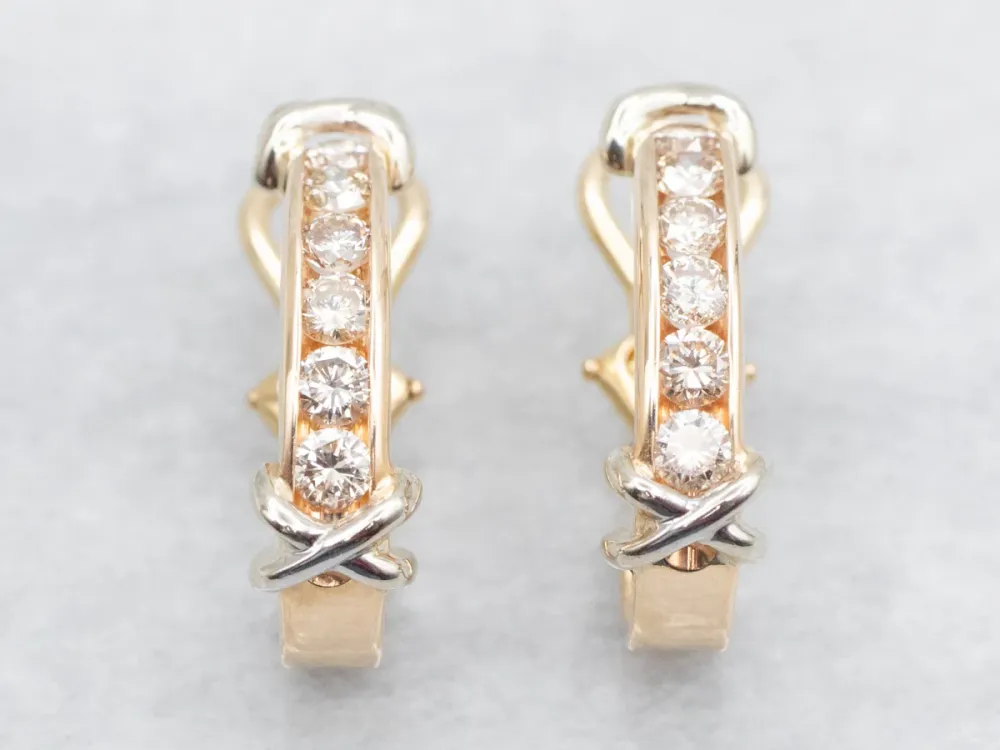 Hedendaags Two Tone Gold Diamond Earrings
