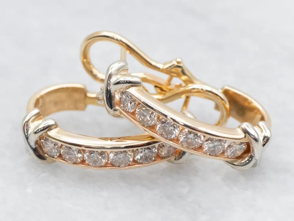 Hedendaags Two Tone Gold Diamond Earrings