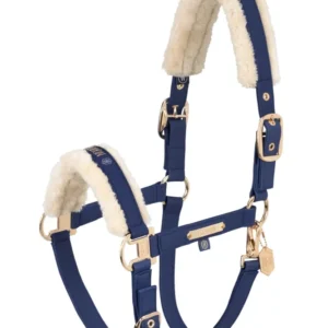 Heritage AW24 Faux Leather Double Pin Headcollar Faux Fur True Blauw F