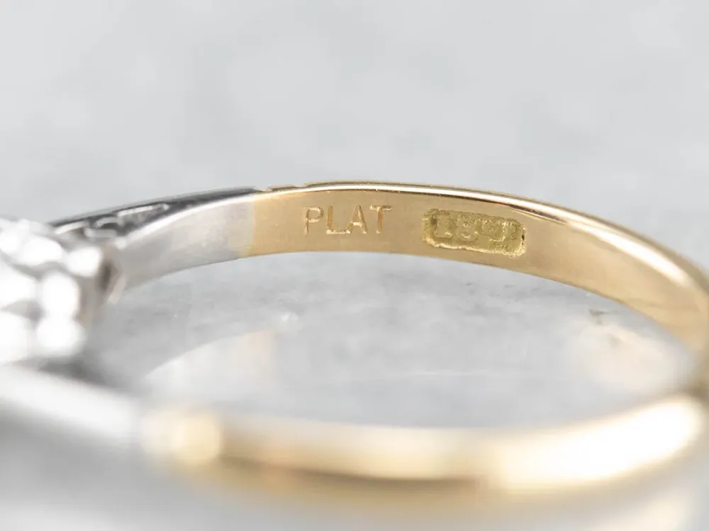 Klassiek Era Two Tone Diamond Engagement Ring