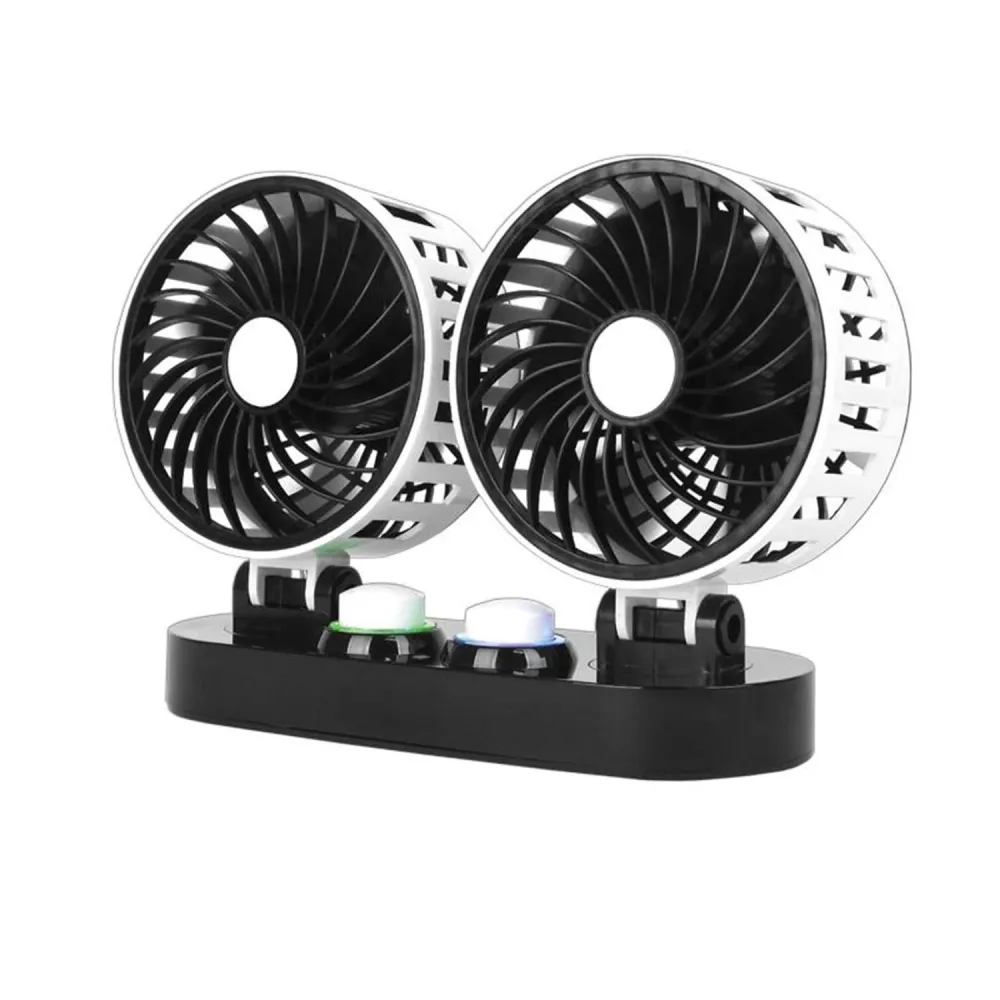 Kogelgewricht LTC LXWTS4 Dubbele Auto Fan 2x 5" 12V Draaibaar Verstelbaar, Sigarettenaansteker Socket