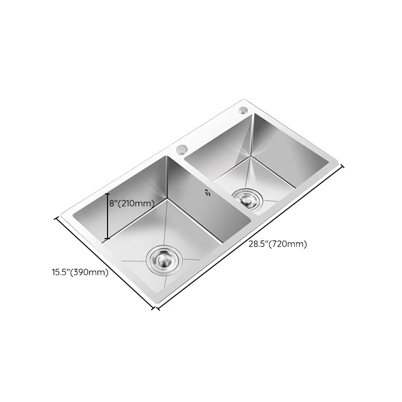 Kogelgewricht Tweemaal Basin Kitchen Sink Basket Strainer 2 Holes Contemporary Sink 28l