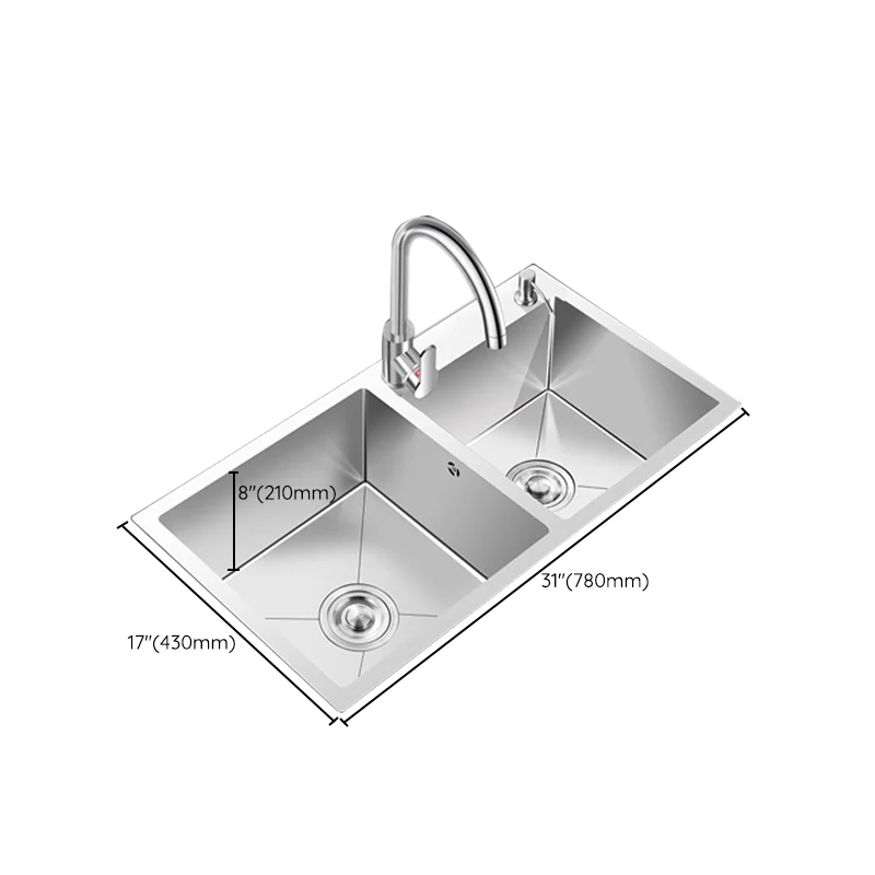 Kogelgewricht Tweemaal Basin Kitchen Sink Basket Strainer 2 Holes Contemporary Sink 28l