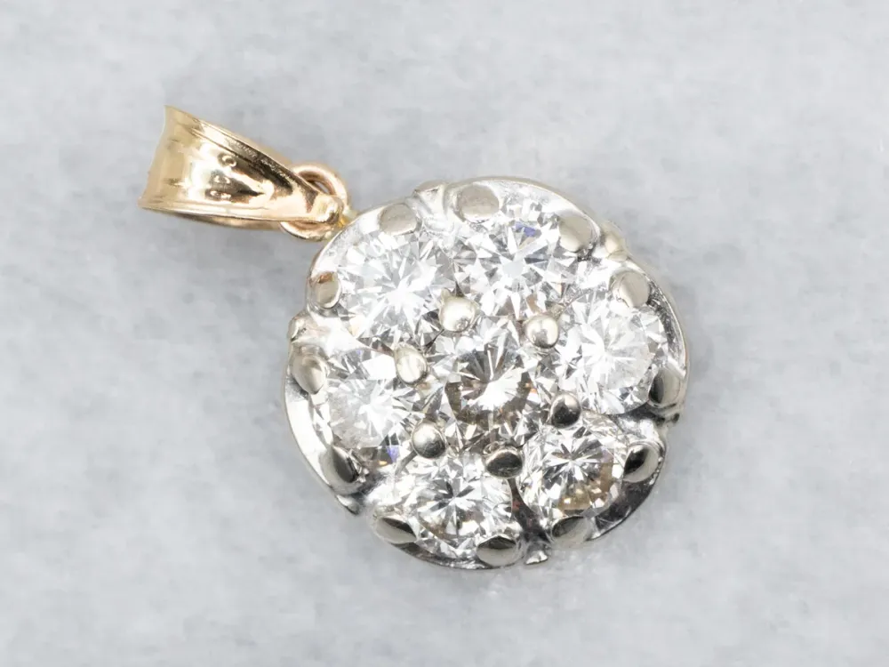 Kogelgewricht Twinkling Two Tone Diamond Cluster Pendant
