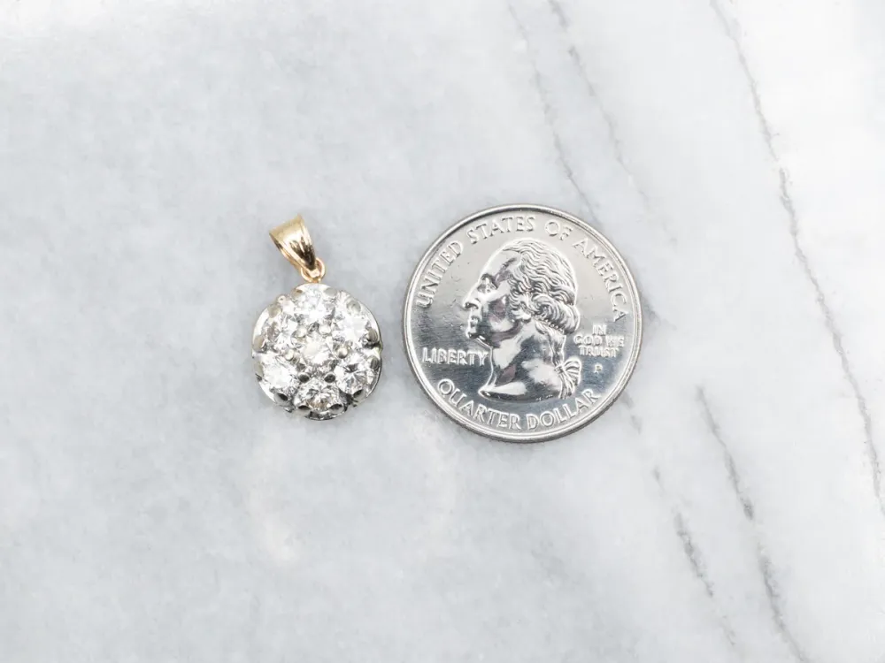 Kogelgewricht Twinkling Two Tone Diamond Cluster Pendant