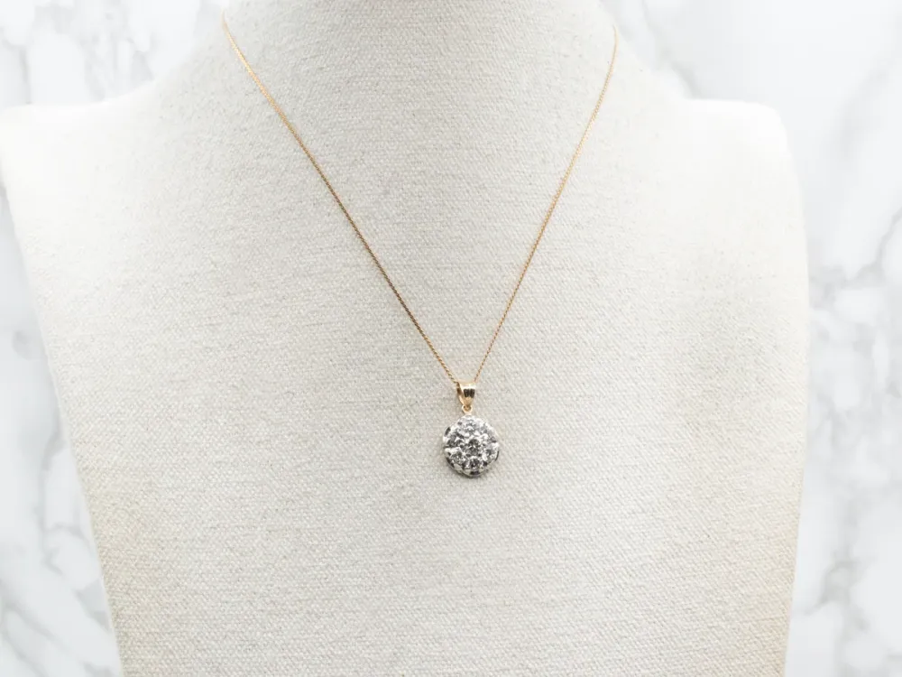 Kogelgewricht Twinkling Two Tone Diamond Cluster Pendant
