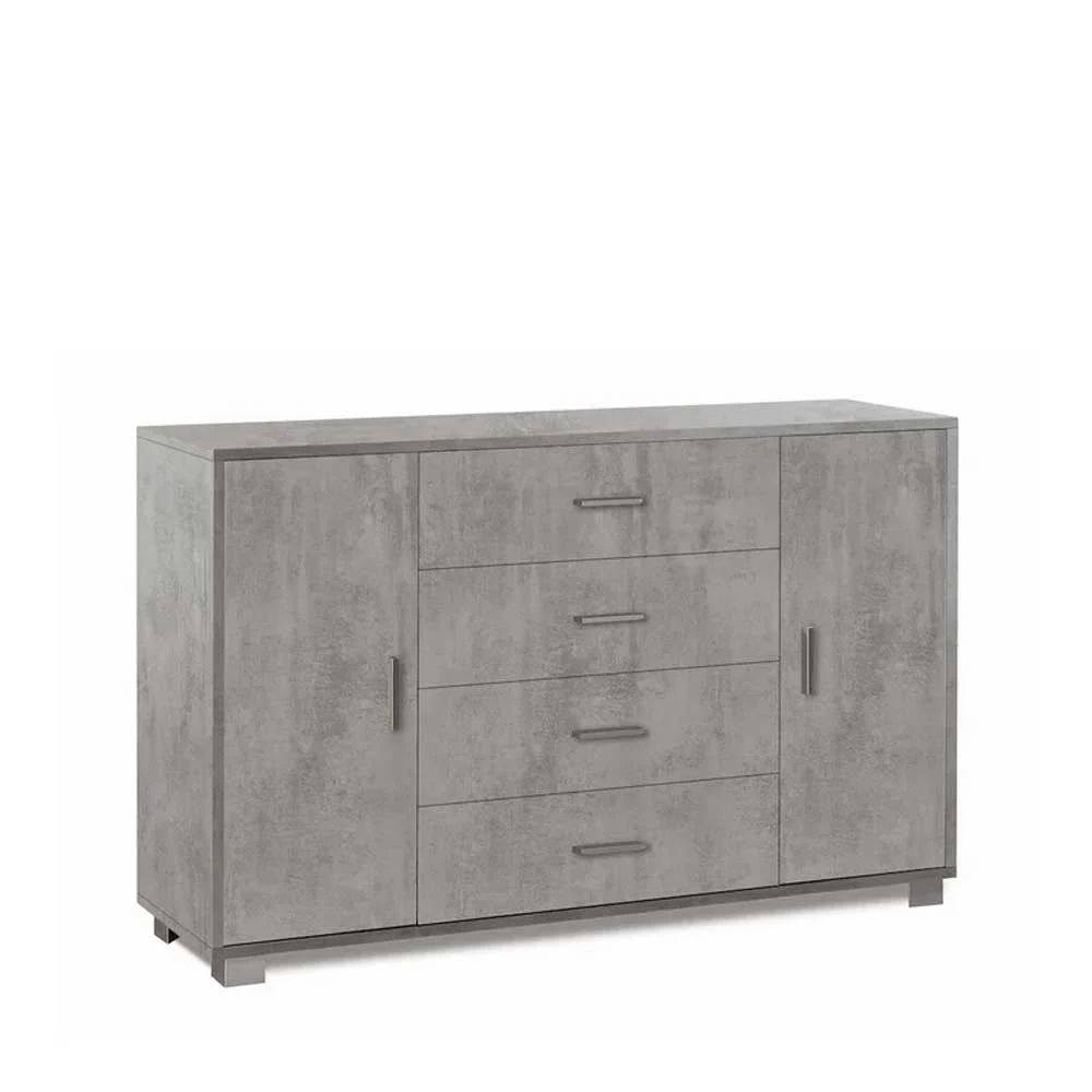Mobile Credenza 2 doors and 4 drawers Cement Structure Finish / Cement Front Finish Sarmog