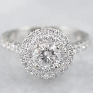 Modern Diamond Double Halo Engagement Ring