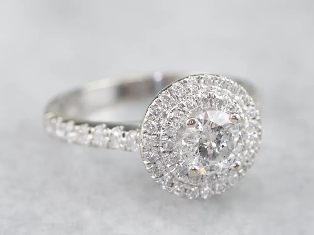 Modern Diamond Double Halo Engagement Ring