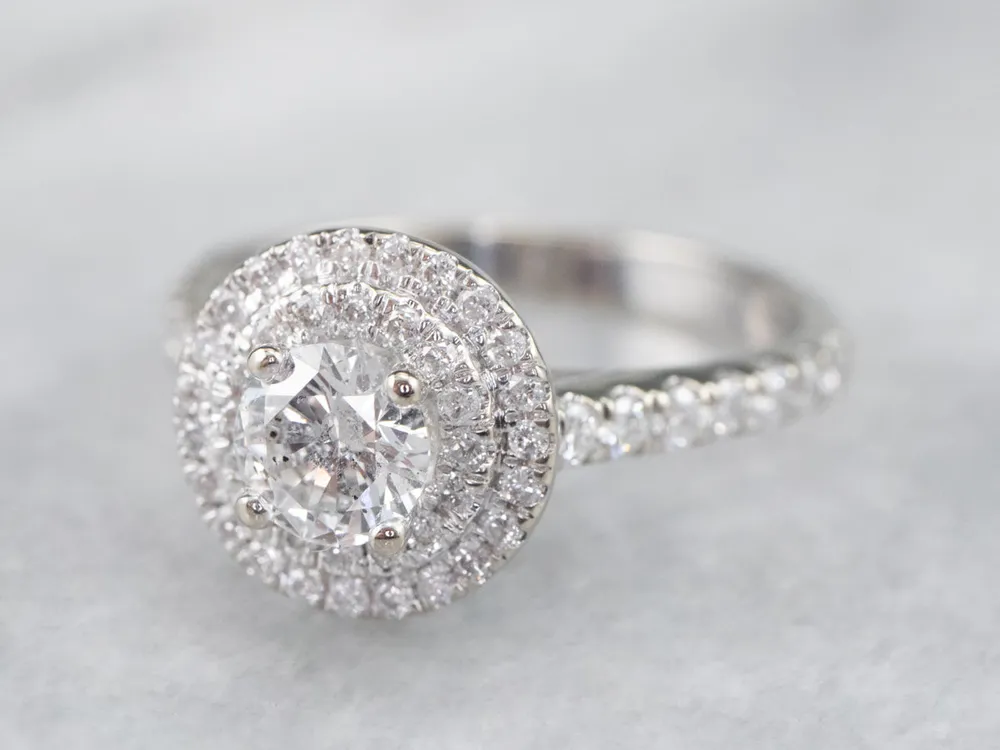 Modern Diamond Double Halo Engagement Ring