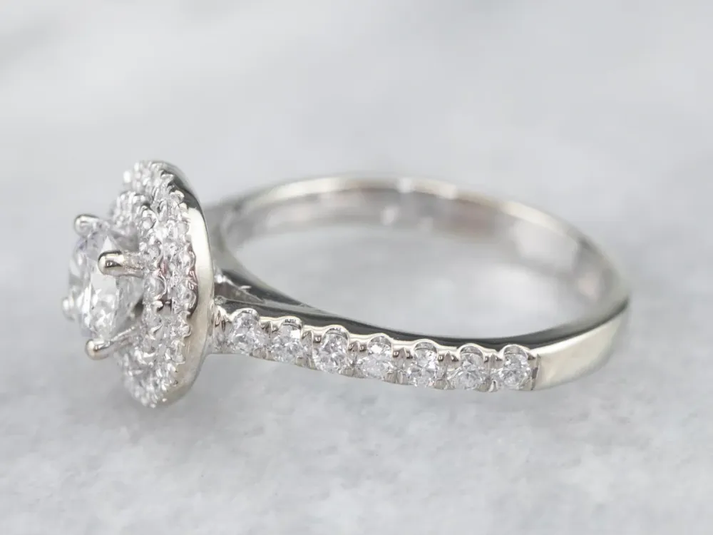 Modern Diamond Double Halo Engagement Ring