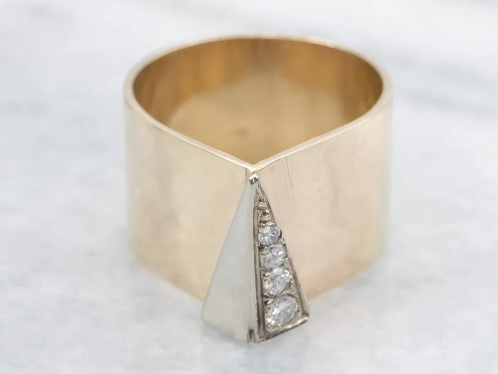 Modernist Two-Tone Gouden Diamond Ring