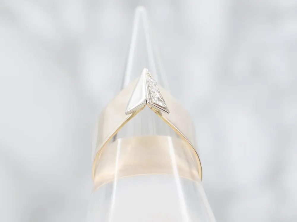 Modernist Two-Tone Gouden Diamond Ring