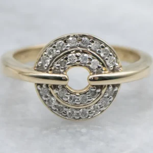 OEM Kwaliteit Double Diamond Halo Mosterdgeel Gold Circle Ring